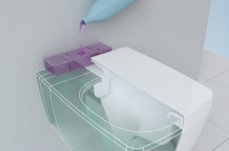 Унитаз подвесной VitrA D-Light с емкостью для чистящей жидкости с сиденьем микролифт