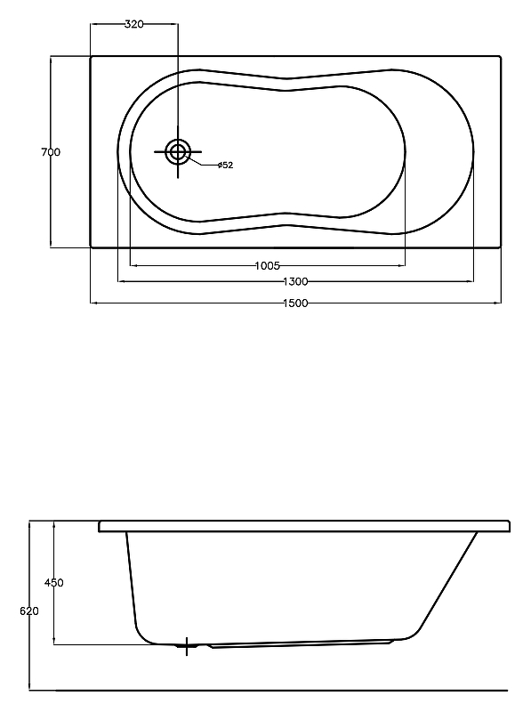 Акриловая ванна 150х70 Cersanit Nike WP-NIKE*150-W