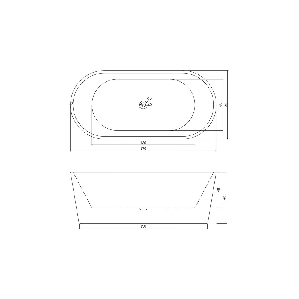 Ванна 1700x800x600 RESIA акриловая отдельностоящая Cerutti SPA 