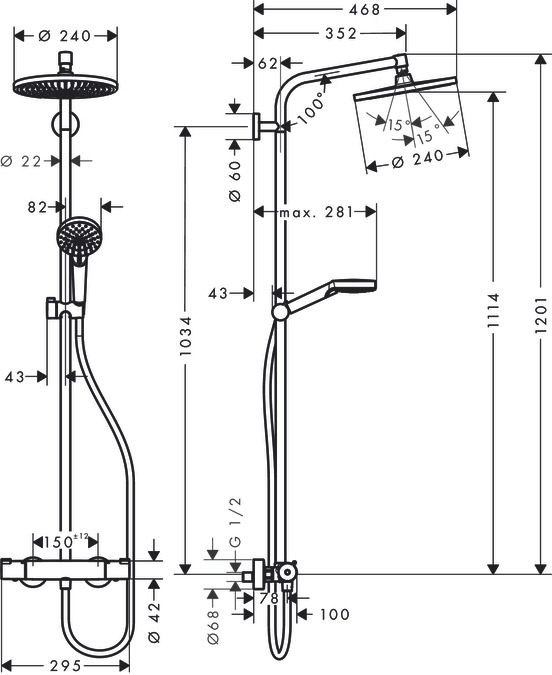 Душевая стойка Hansgrohe Crometta S 240 1jet Showerpipe 27267000