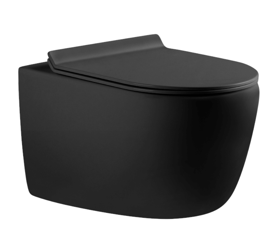 Унитаз подвесной Aquanet Rimless Cetus-W BL-102N-WHT black безободковый с тонким сиденьем микролифт