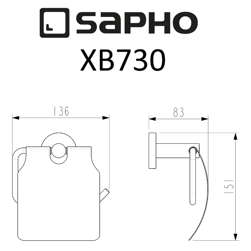 Держатель туалетной бумаги Sapho X-Round XB730, чёрный матовый