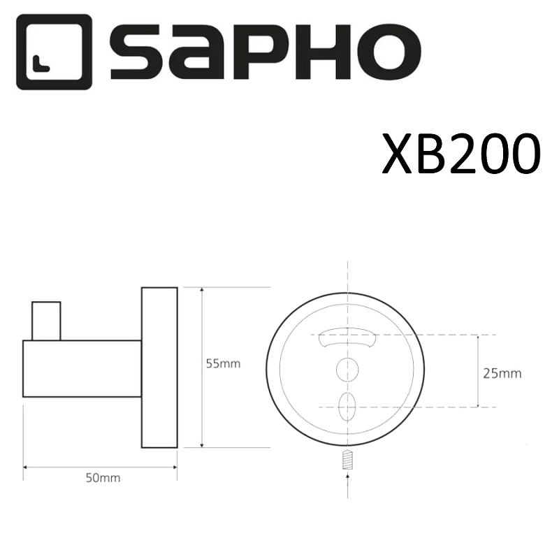Крючок Sapho X-Round XB200, чёрный матовый