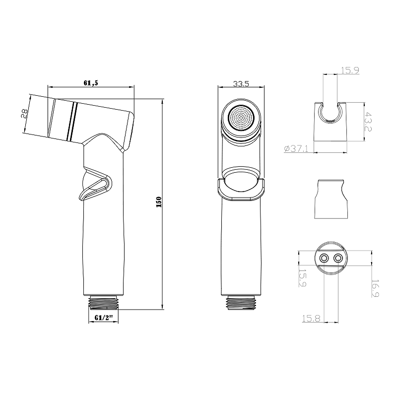 Гигиенический душ со шлангом и держателем Lemark LM8088C, хром