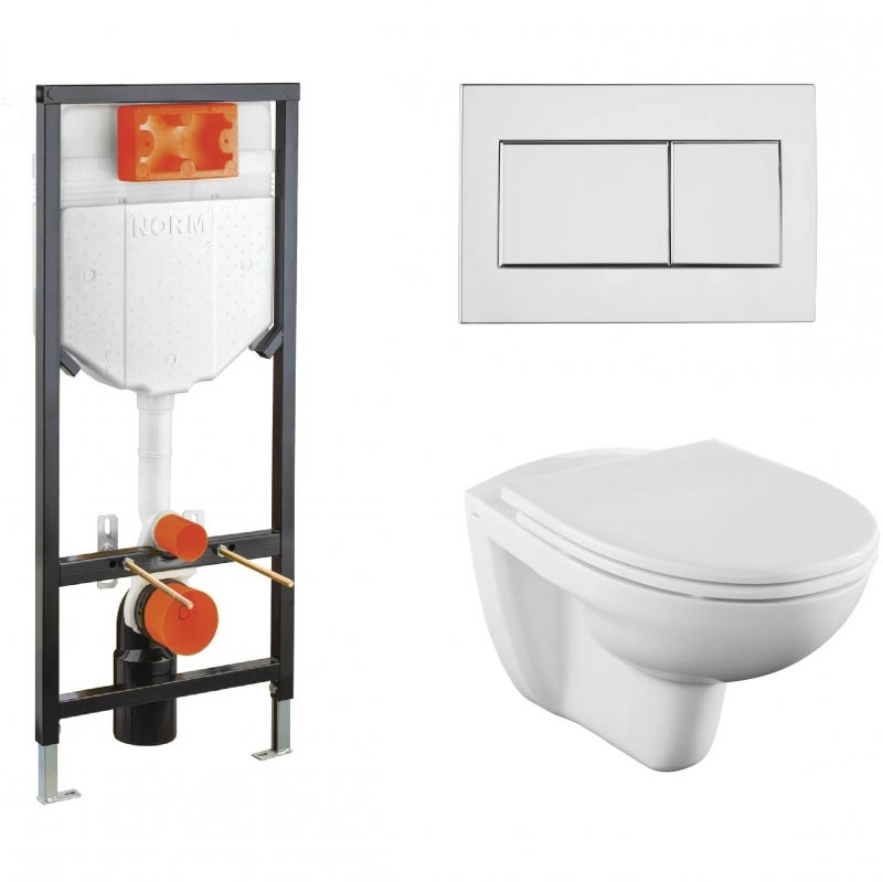 Инсталляция с унитазом Vitra Norm Fit 9773B099-7207, крышка микролифт, клавиша хром, комплект