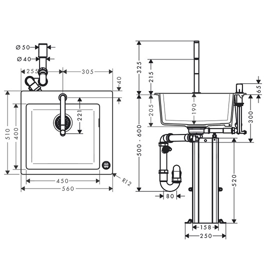 Кухонная мойка с встроенным смесителем Hansgrohe C51-F450-06 43217000