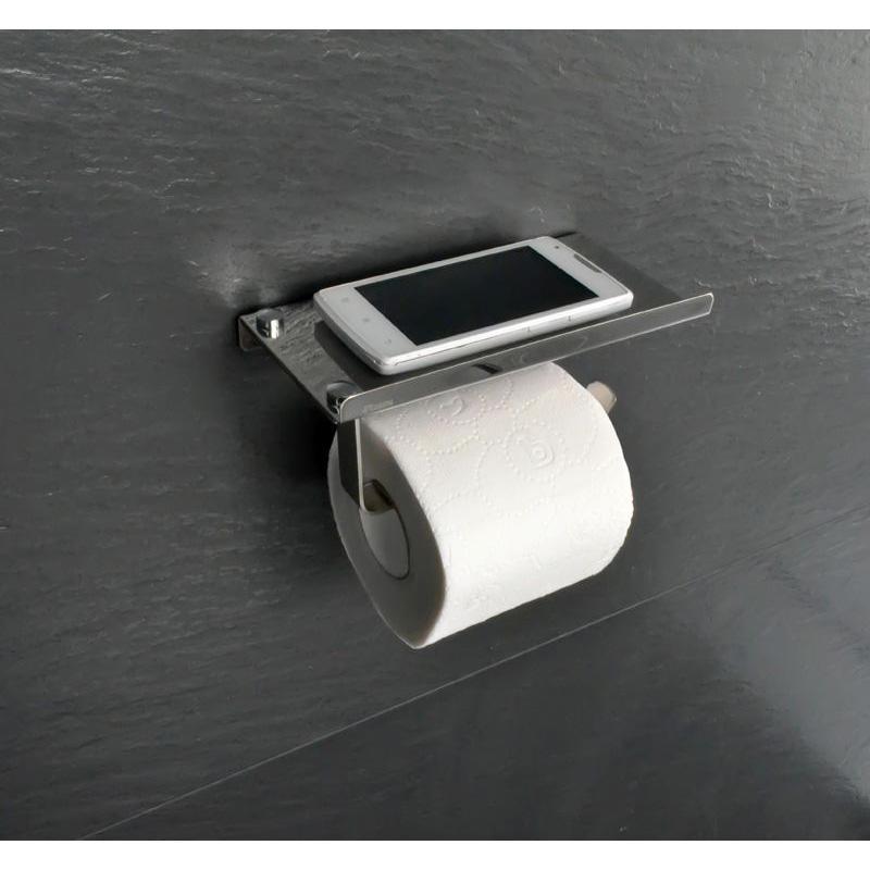 Держатель туалетной бумаги Fixsen Hotel FX-31011 с полкой для телефона полированная сталь
