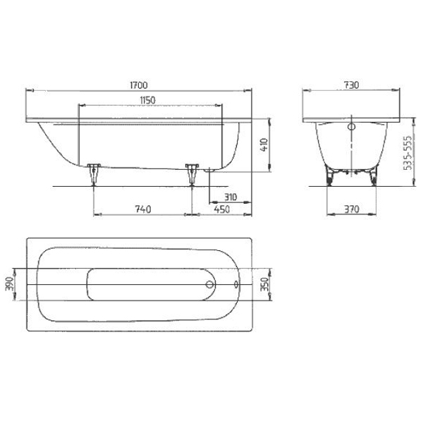 Стальная ванна Kaldewei Advantage 170x70 mod. 363-1 111800010001